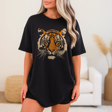 Black Comfort Colors 1717 Shirt with Vintage Tiger Graphic
