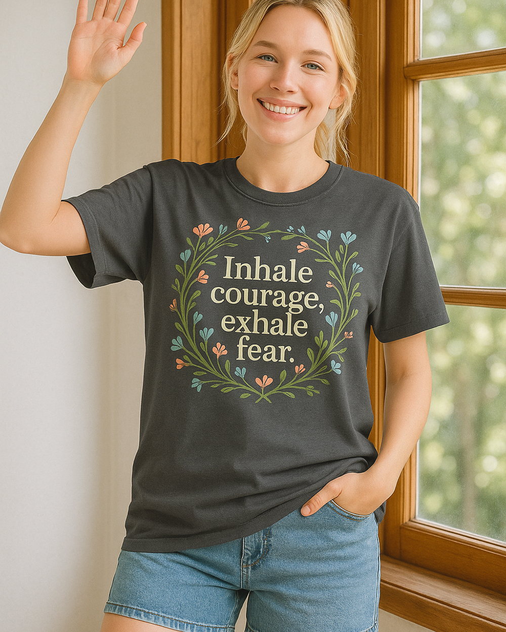 Inhale Courage Exhale Fear Shirt – Comfort Colors 1717 Mental Health Tee