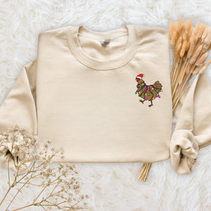 Christmas Couple Shirts Chicken Sweatshirt Embroidery Sweatshirt Hoodie, Funny Farmer Funny Couples Shirts