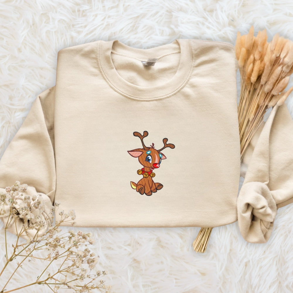 Christmas Couple Shirts Rudolph Cute Embroidered Sweatshirts Hoodies Trendy Hilarious Couple Shirts