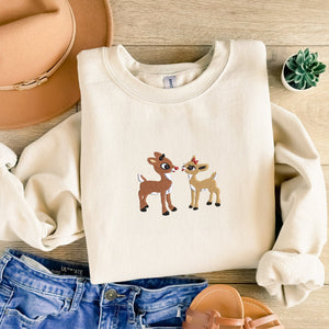 Christmas Couple Shirts Rudolph And Clarice Cute Embroidered Sweatshirts Hoodies Trendy Hilarious Couple Shirts