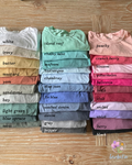 Comfort Colors 1717 shirt color chart displaying all available garment-dyed color options for t-shirt selection