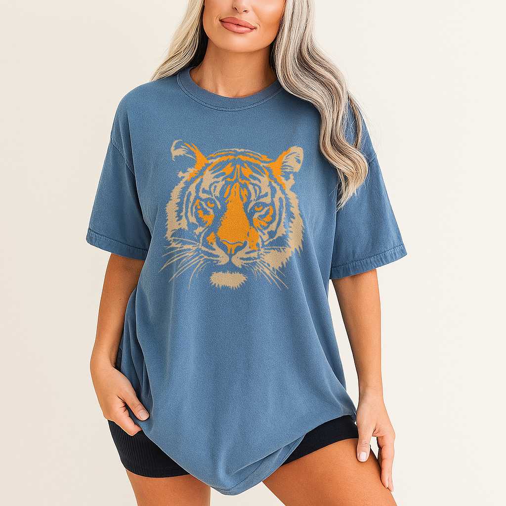 Blue Jean Tiger Graphic T-Shirt for Safari Aesthetic