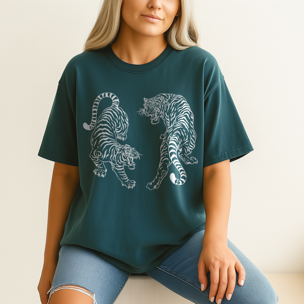 Comfort Colors Tiger T-Shirt – Vintage Graphic Tee on 1717 Comfy Colors Shirt, Unisex Year of the Tiger Aesthetic Streetwear