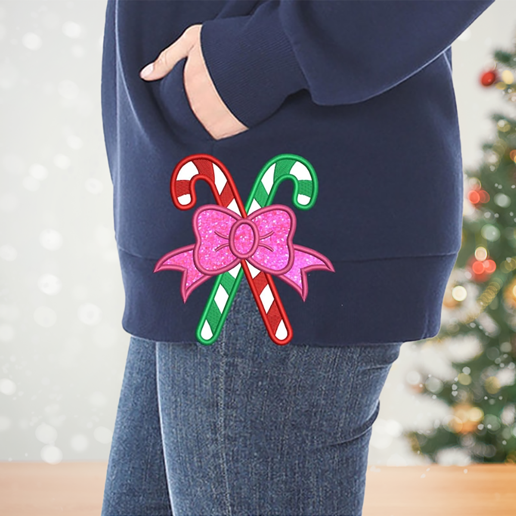 Christmas Candy Cane Appliqué Sweatshirt