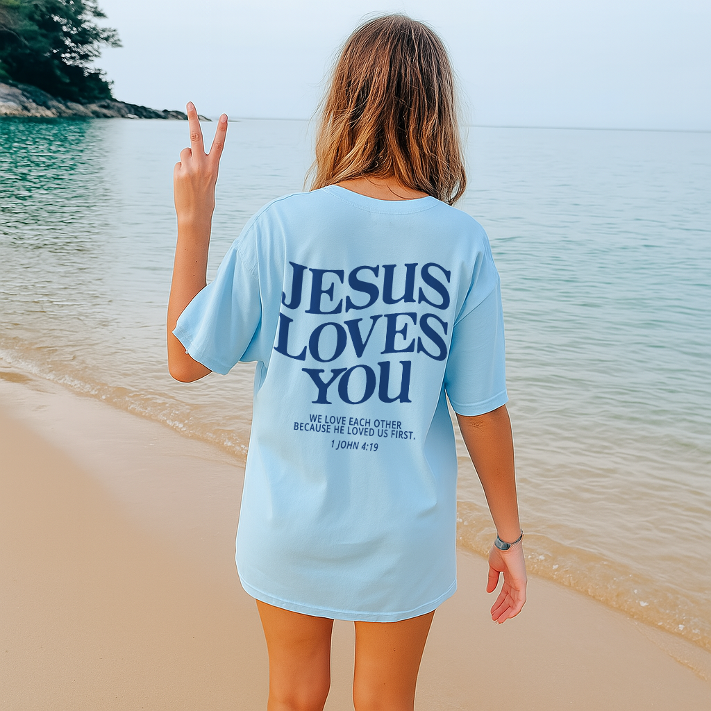 Pink Jesus Loves You Shirt – Christian Girl Comfort Colors Tee