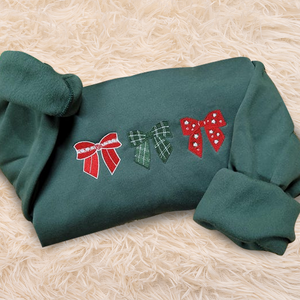 Christmas Bow Appliqué Sweatshirt