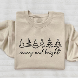 Holiday sweatshirt with festive embroidery and Christmas tree design