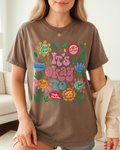 Espresso Comfort Colors 1717 shirt with colorful flowers and positive self-compassion graphic