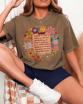 Espresso Comfort Colors 1717 shirt with positive self-talk design and boho flower frame