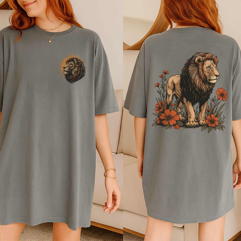 Vintage Lion Flowers T-Shirt, Retro Safari Wildlife Tee, Bold Nature, Inspired Lion Lover Shirt