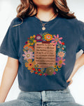 Midnight Comfort Colors 1717 shirt with emotional healing affirmations and botanical art