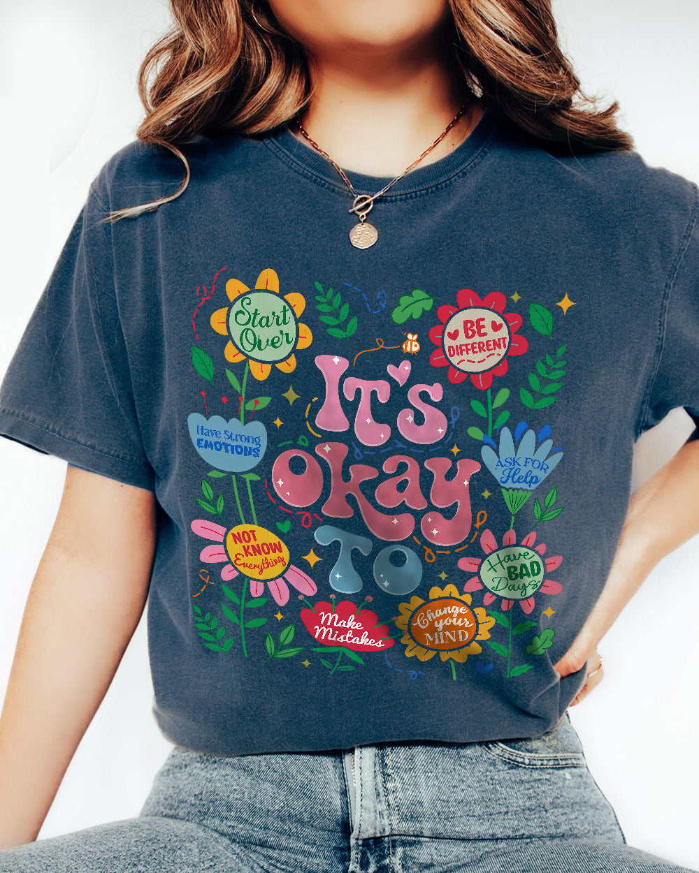 Midnight Comfort Colors 1717 shirt with bold floral design and mental health affirmation
