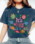 Midnight Comfort Colors 1717 shirt with bold floral design and mental health affirmation