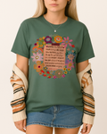 Moss Comfort Colors 1717 shirt with boho flowers and “You Are Enough” inspired note to self