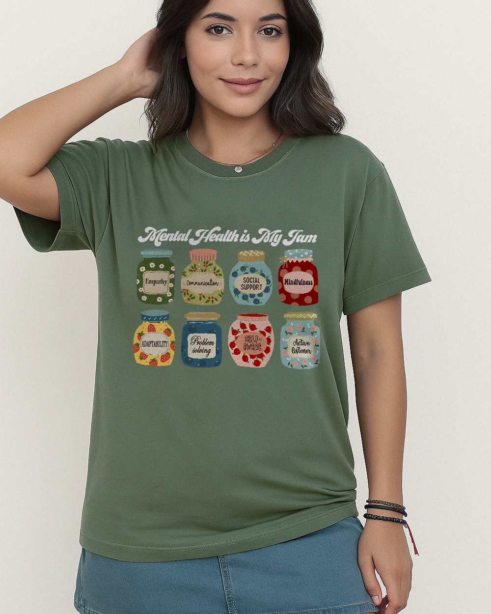 Mental Health Is My Jam Shirt – Comfort Colors 1717 Awareness Tee with Positive Coping Skills
