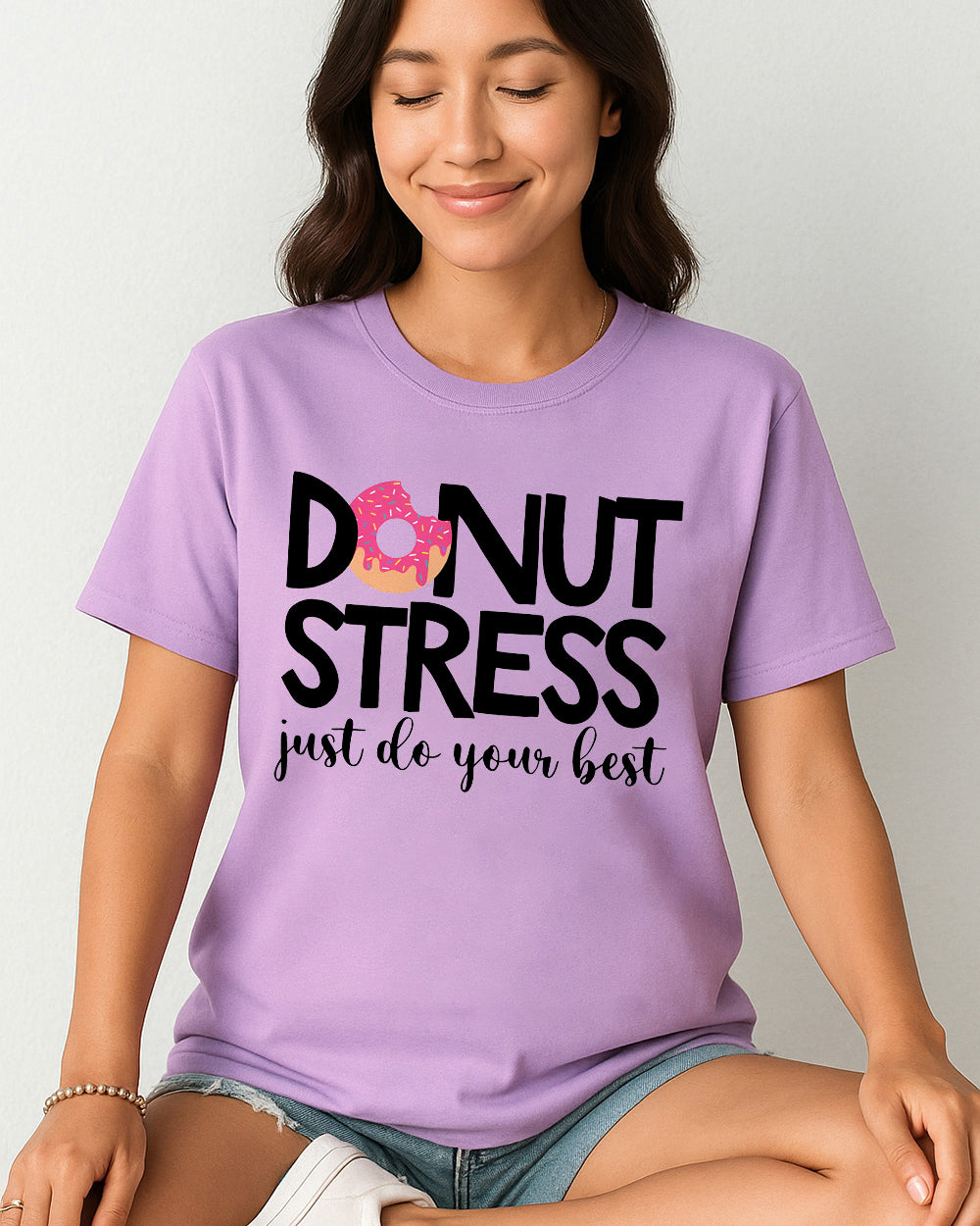 Comfort Colors tee with cute pink donut and uplifting school spirit message