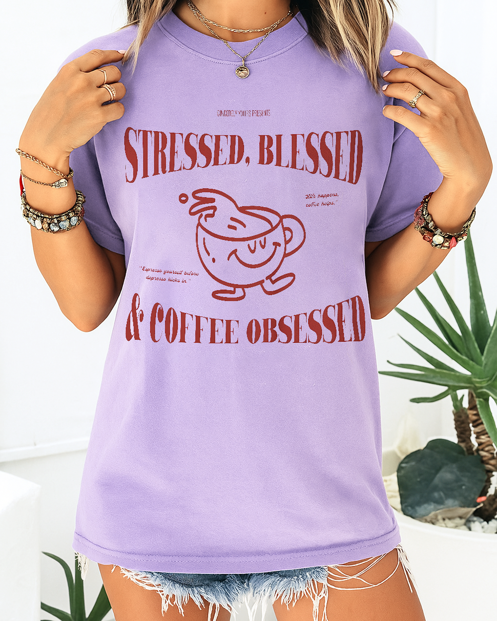 Comfort Colors 1717 shirt with cute retro mug and coffee lover quote
