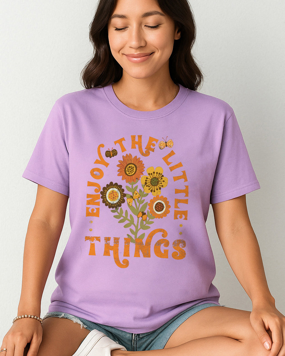 Orchid Comfort Colors 1717 shirt with warm floral self-help message for women