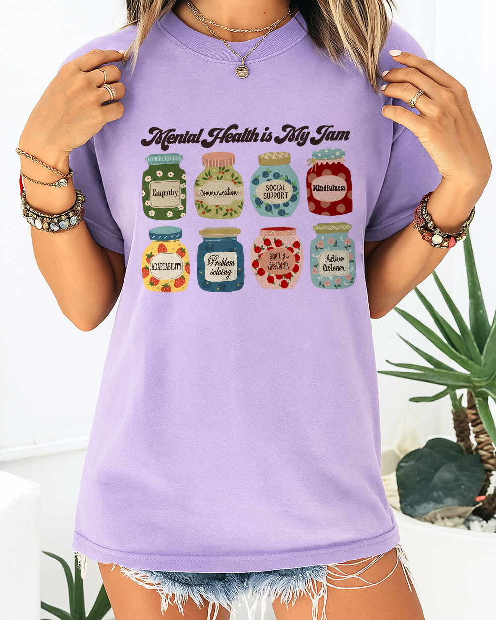 Mental Health Is My Jam Shirt – Comfort Colors 1717 Awareness Tee with Positive Coping Skills