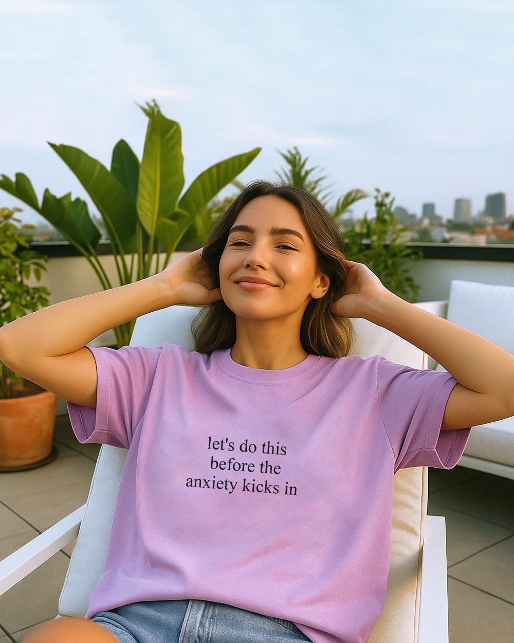 Orchid Comfort Colors 1717 shirt with cute and sarcastic anxiety quote graphic