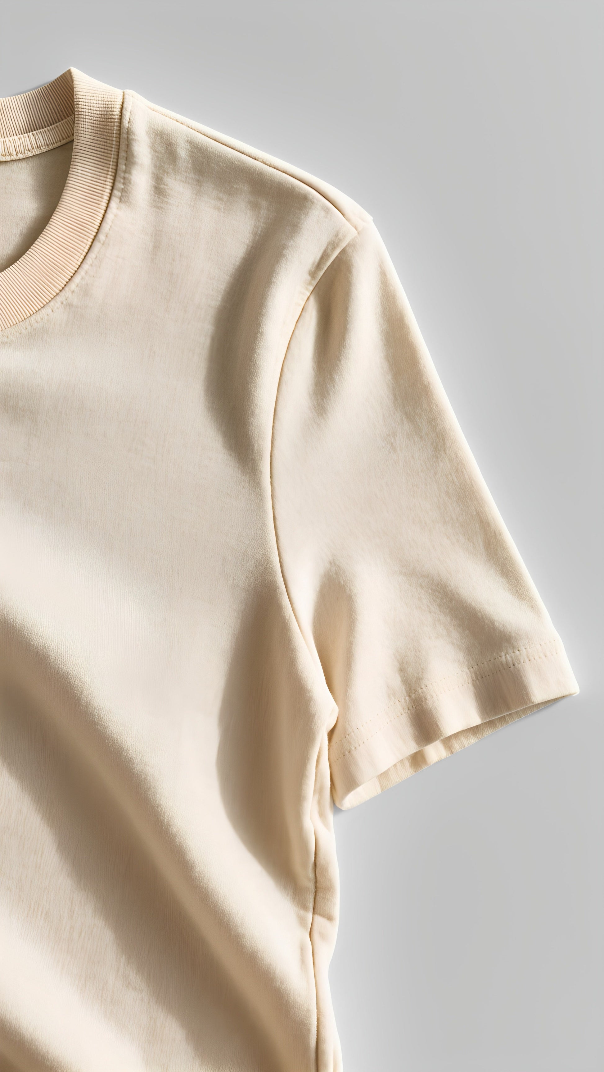 Beige t-shirt on a light gray background
