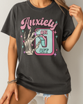 Pepper Comfort Colors 1717 shirt with bold anxiety on/off skeleton graphic, mental health humor tee