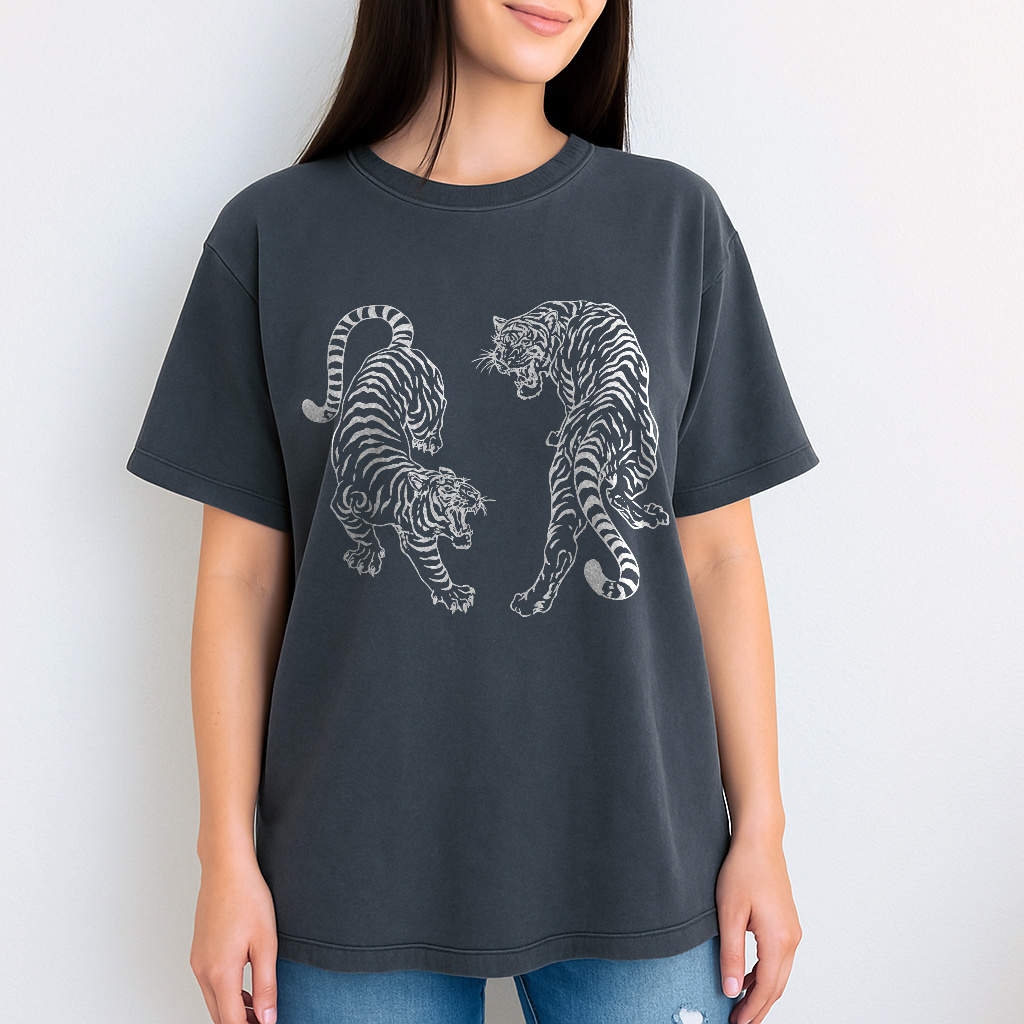 Comfort Colors Tiger T-Shirt – Vintage Graphic Tee on 1717 Comfy Colors Shirt, Unisex Year of the Tiger Aesthetic Streetwear