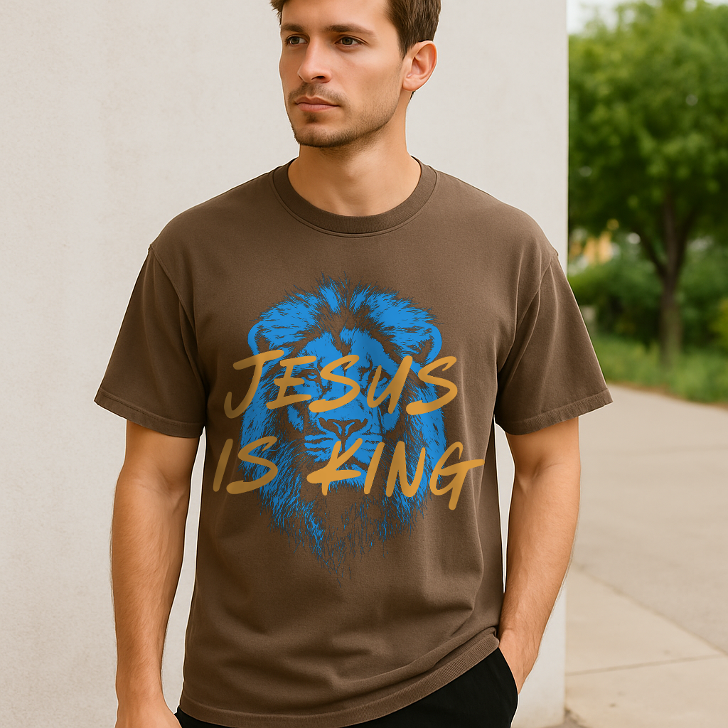 Jesus Is King Comfort Colors Tee in Espresso – Unisex Religious Streetwear