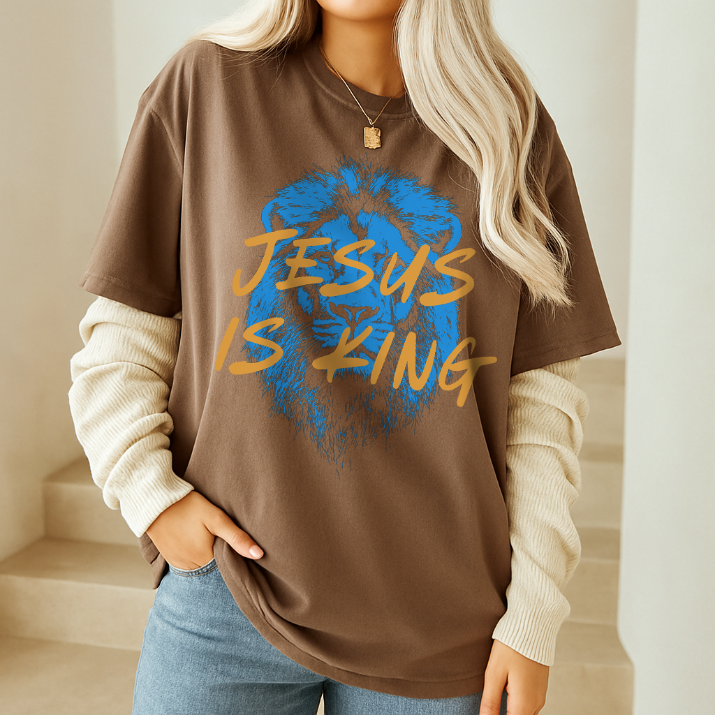 Jesus Is King Comfort Colors Tee in Espresso – Unisex Religious Streetwear