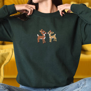 Christmas Couple Shirts Rudolph And Clarice Cute Embroidered Sweatshirts Hoodies Trendy Hilarious Couple Shirts