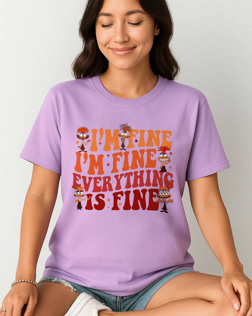 Orchid Comfort Colors 1717 shirt with mental health humor graphic and anxiety saying