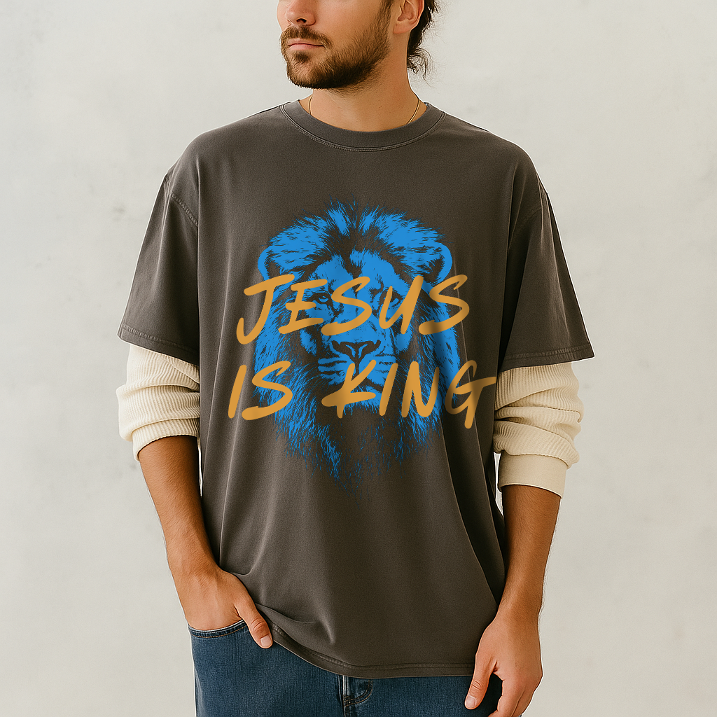 Jesus Is King Shirt in Pepper – Blue Lion Christian Apparel for Him or Her