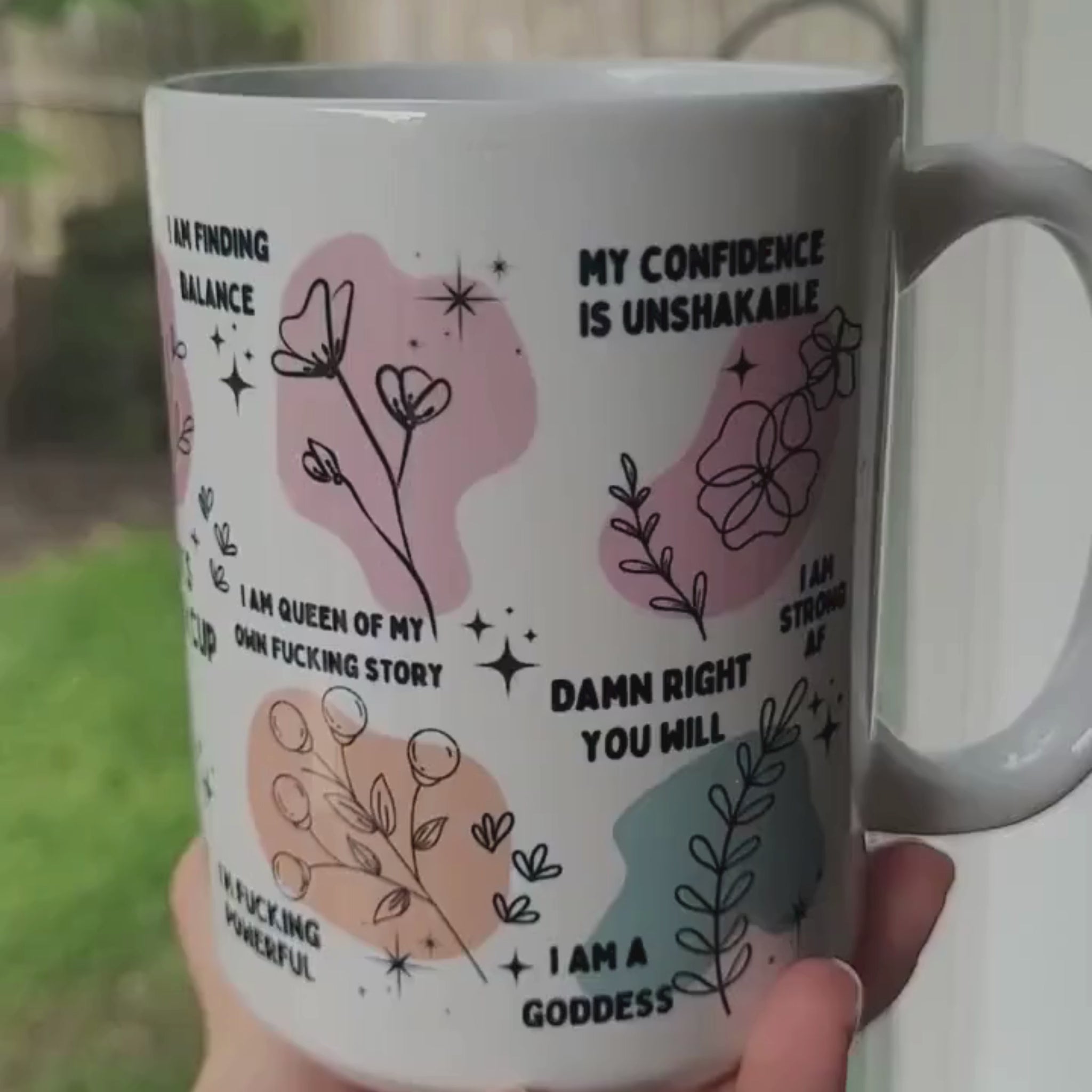 Personalized Bad B*tch Affirmation Mug 15oz – Mental Health Coffee Cup, Gift for Her, Empowerment Vibes