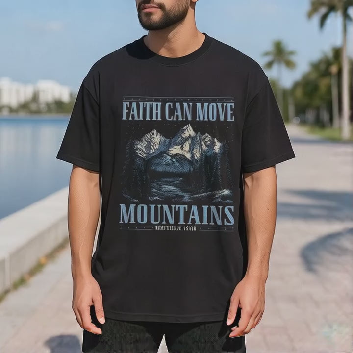 Faith Can Move Mountains Shirt, Christian Comfort Colors T-Shirt, Bible Verse Tee Matthew 17:20