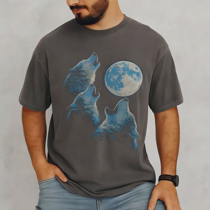 Three Wolf Moon Shirt, Retro Wolves Howling at Moon Comfort Colors Tee, 90s Vintage Animal Graphic T-Shirt, Nature Lover Gift