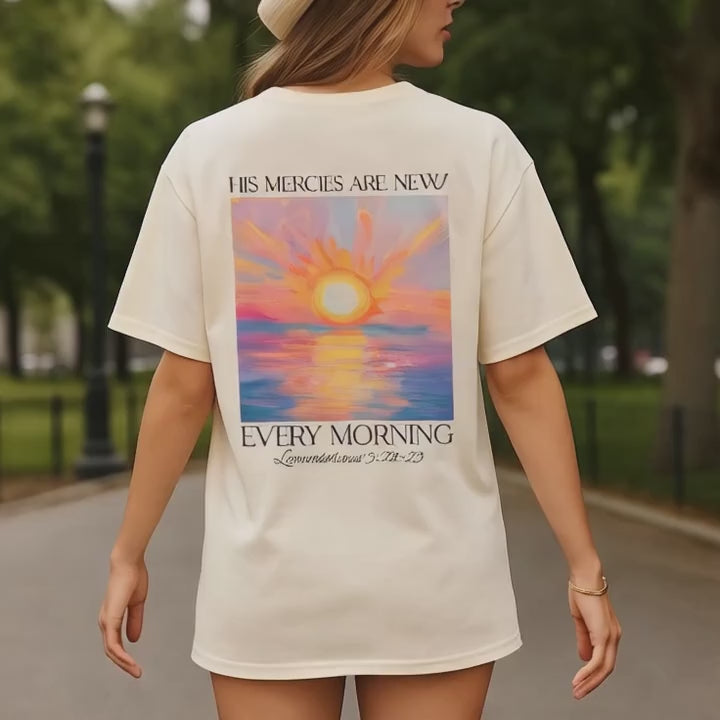 His Mercies Are New Shirt, Christian Comfort Colors T-Shirt, Bible Verse Faith Tee, Lamentations 3:22-23